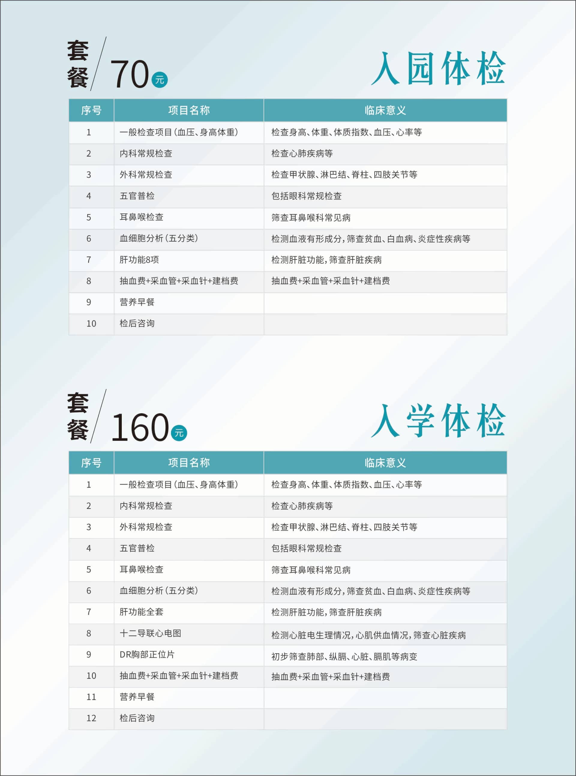 莆田福德医院入园入学体检套餐